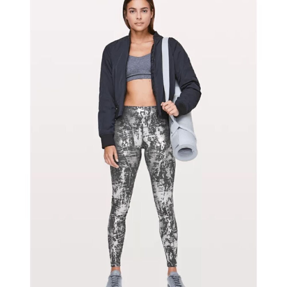 Lululemon 28” Wunder Under HR Tight Silver Black Women's 4​​​​​​